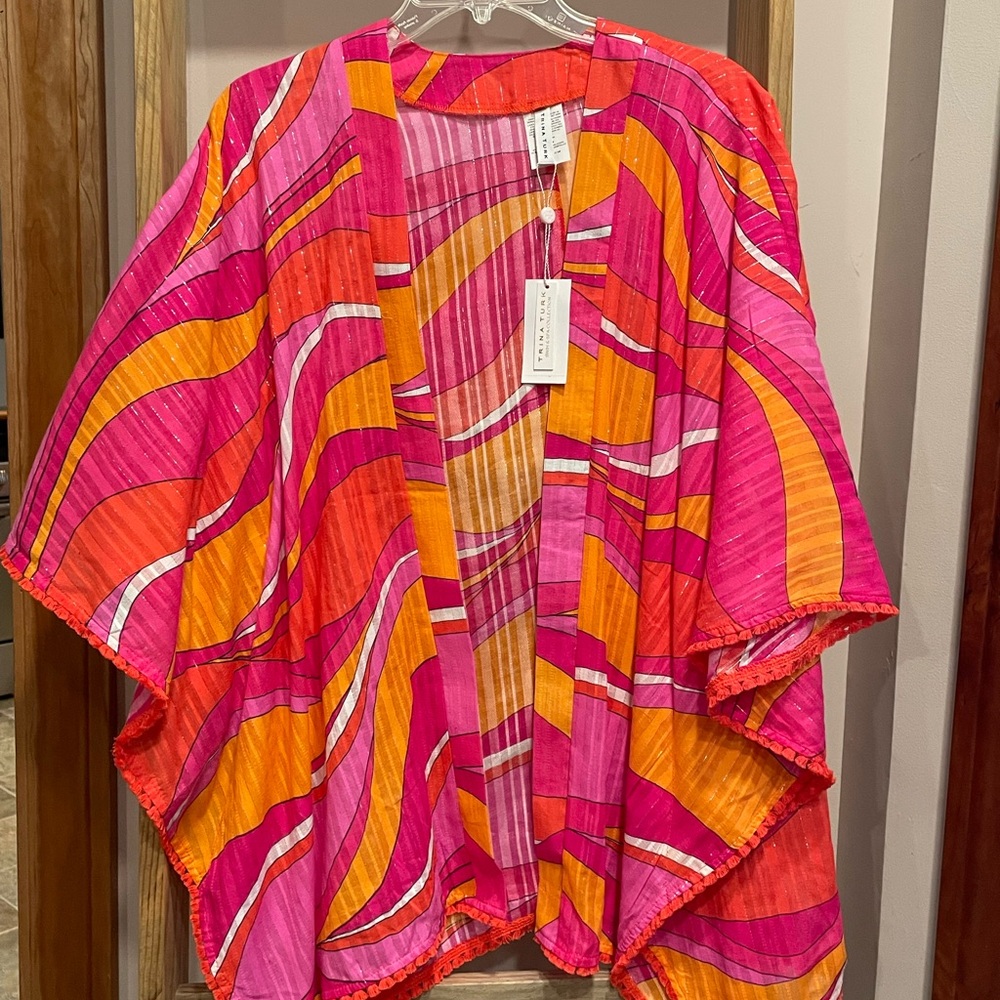 Trina Turk Vivid Vista Sheer Cover Up NWT~Bright Retro Design-OSFM